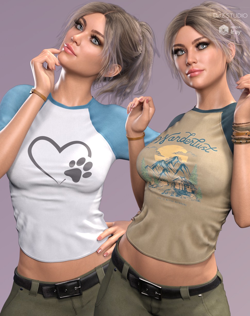 Trendy Textures for dForce 3 Quarter Sleeve Top by N/A