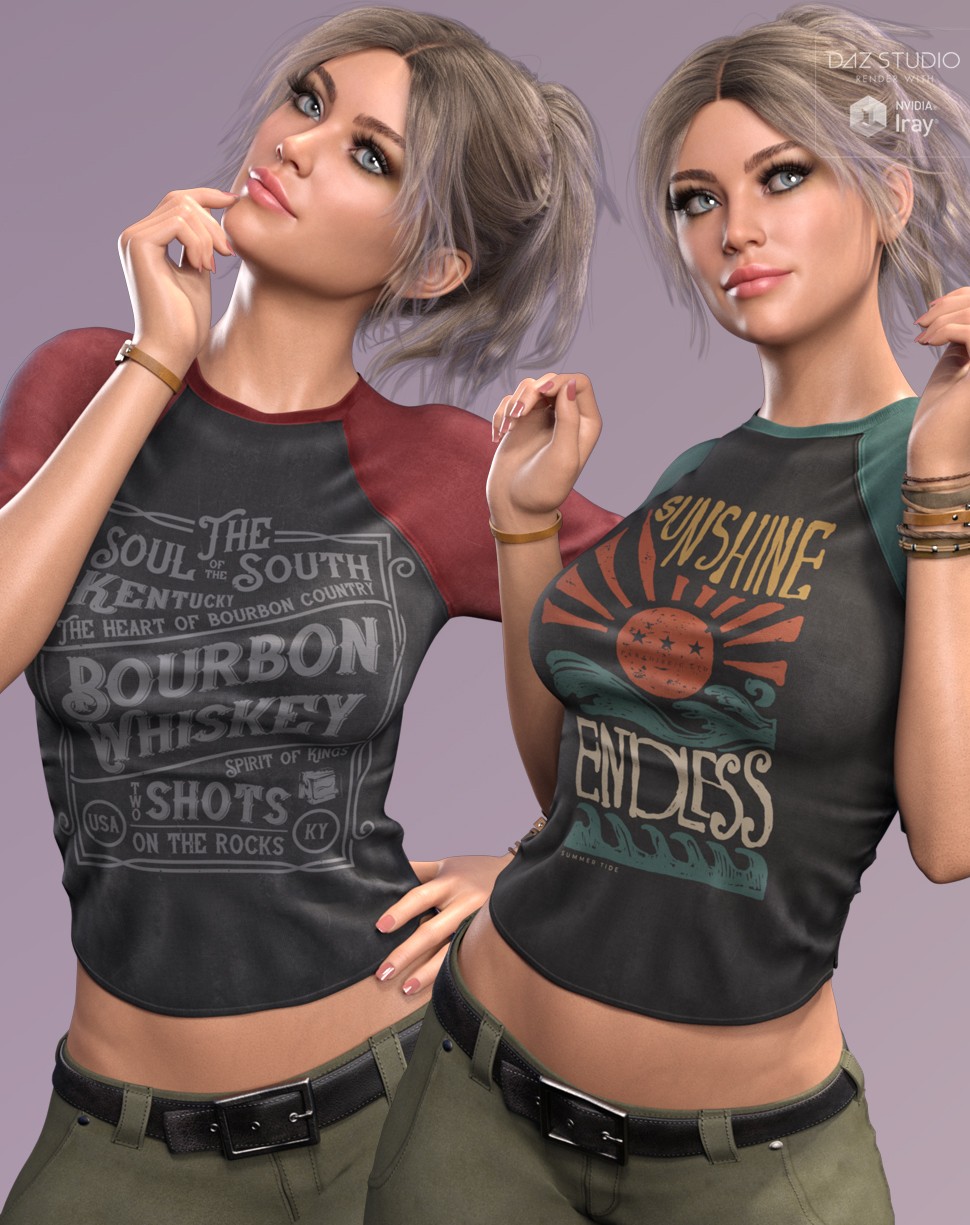 Trendy Textures for dForce 3 Quarter Sleeve Top by N/A