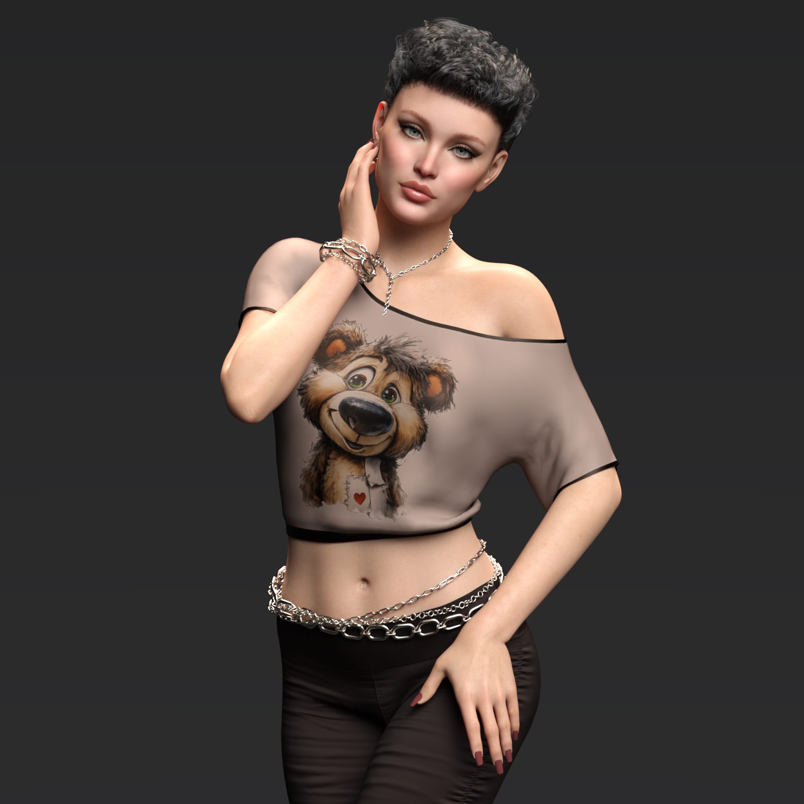 Fashion Assymetrical Crop Tee G8-G9 by N/A