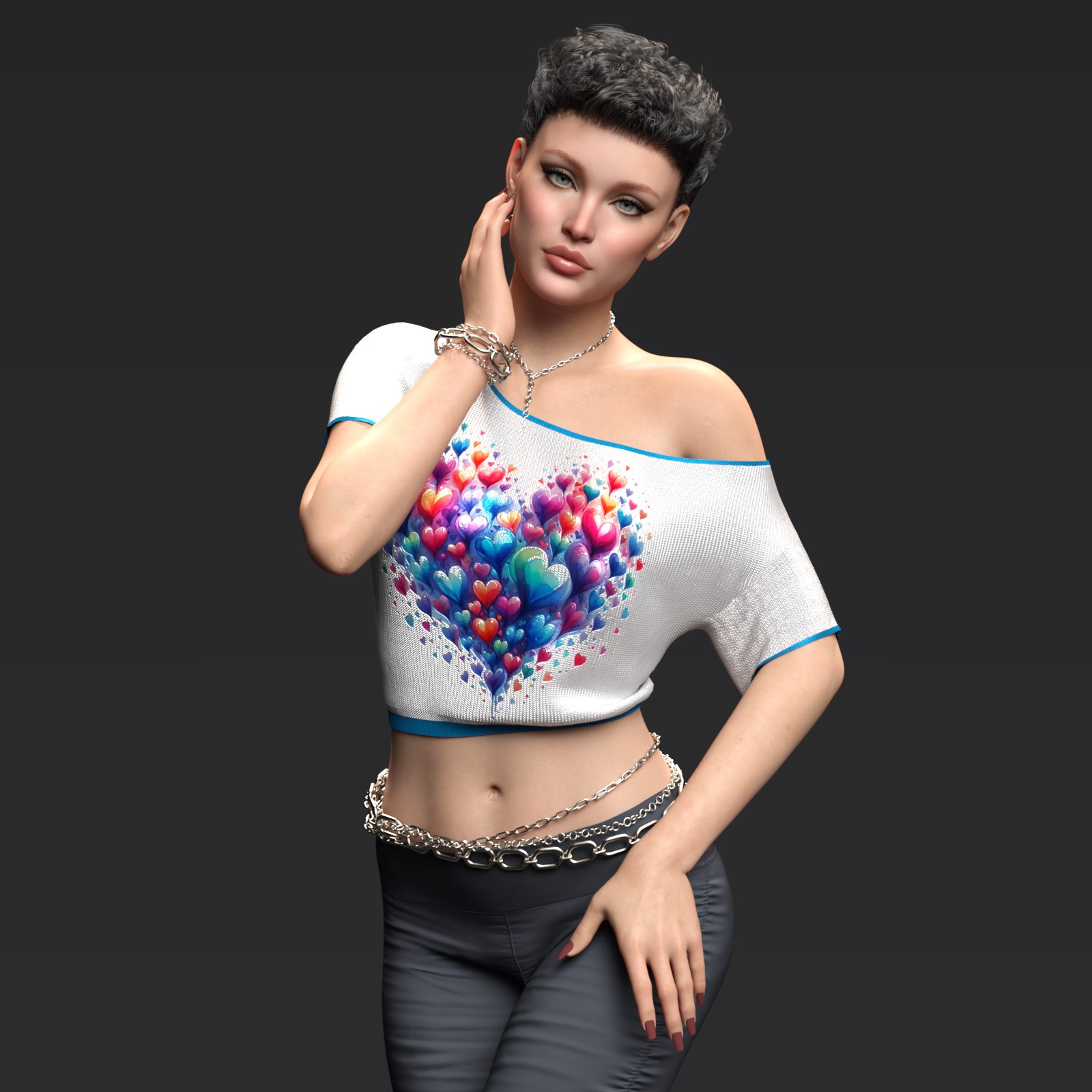 Fashion Assymetrical Crop Tee G8-G9 by N/A