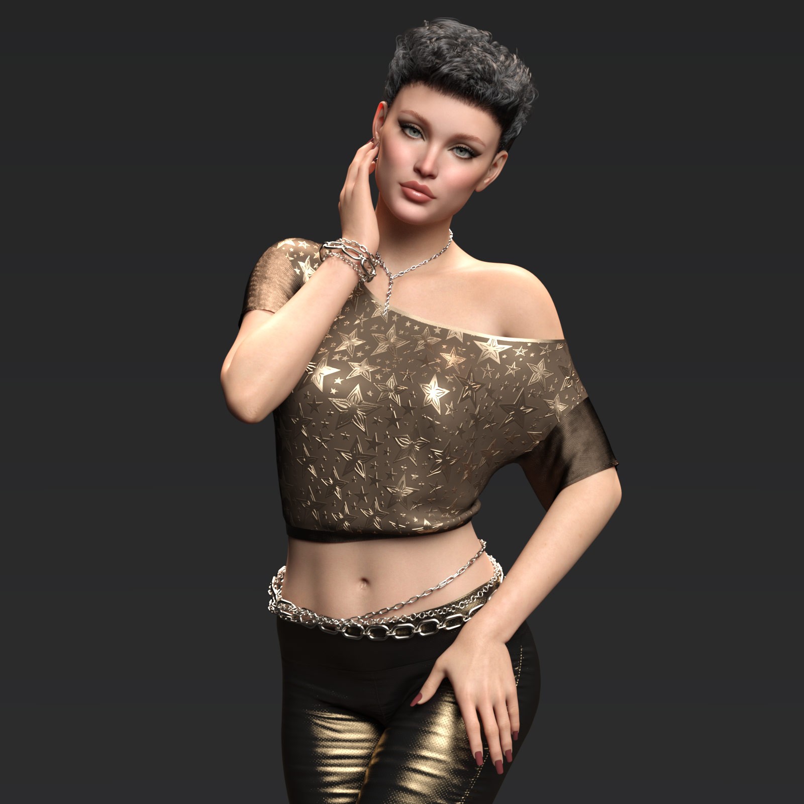 Fashion Assymetrical Crop Tee G8-G9 by N/A
