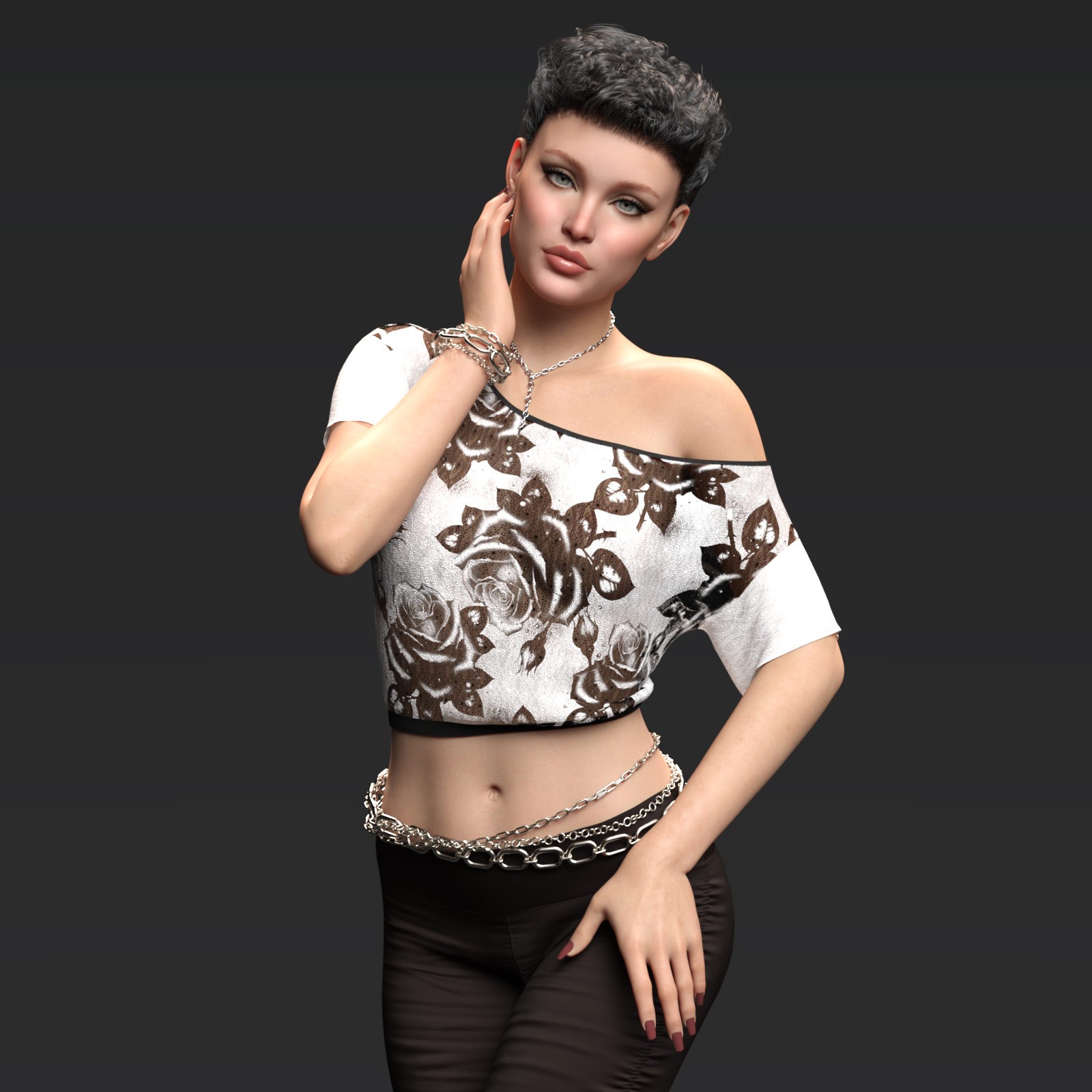 Fashion Assymetrical Crop Tee G8-G9 by N/A