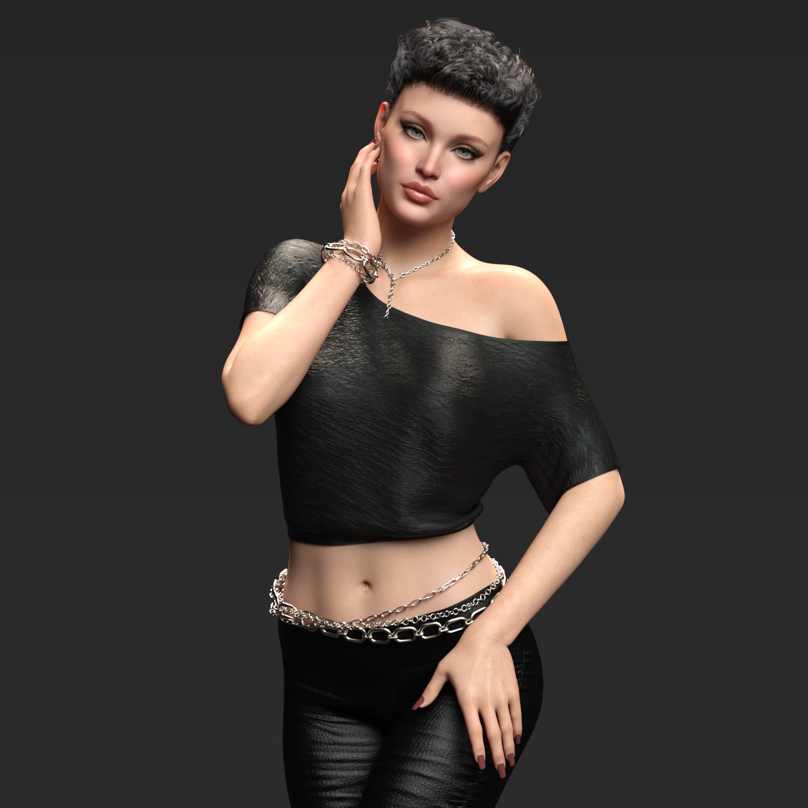 Fashion Assymetrical Crop Tee G8-G9 by N/A
