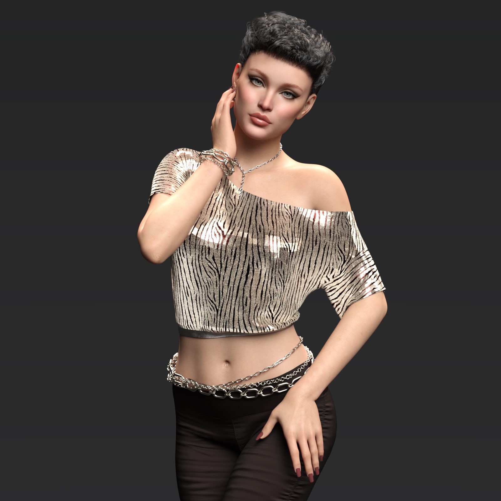 Fashion Assymetrical Crop Tee G8-G9 by N/A