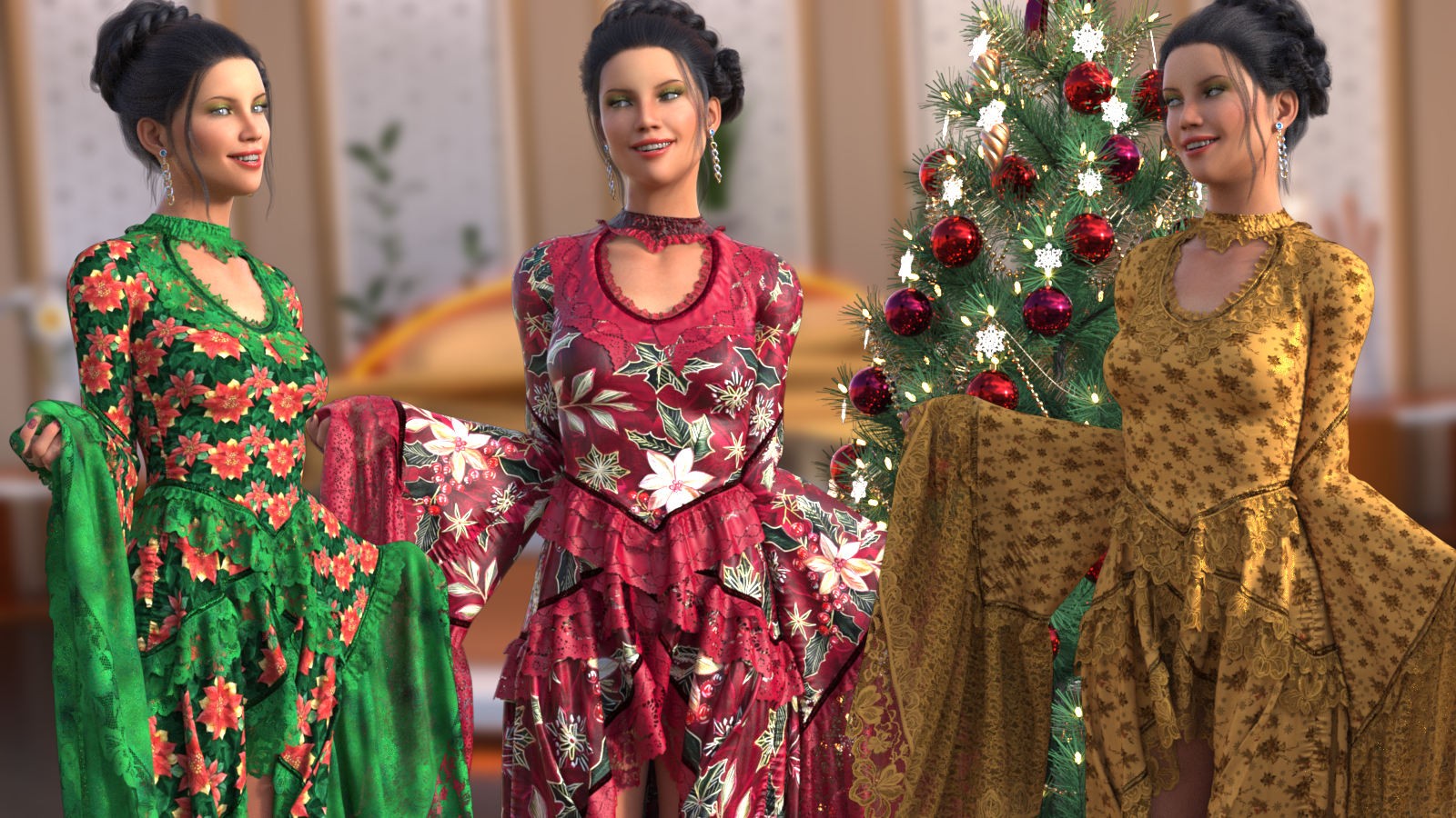 DA-MerryChristmas for dForce Starfall for Genesis 9 and 8 Female by -Wolfie- by N/A