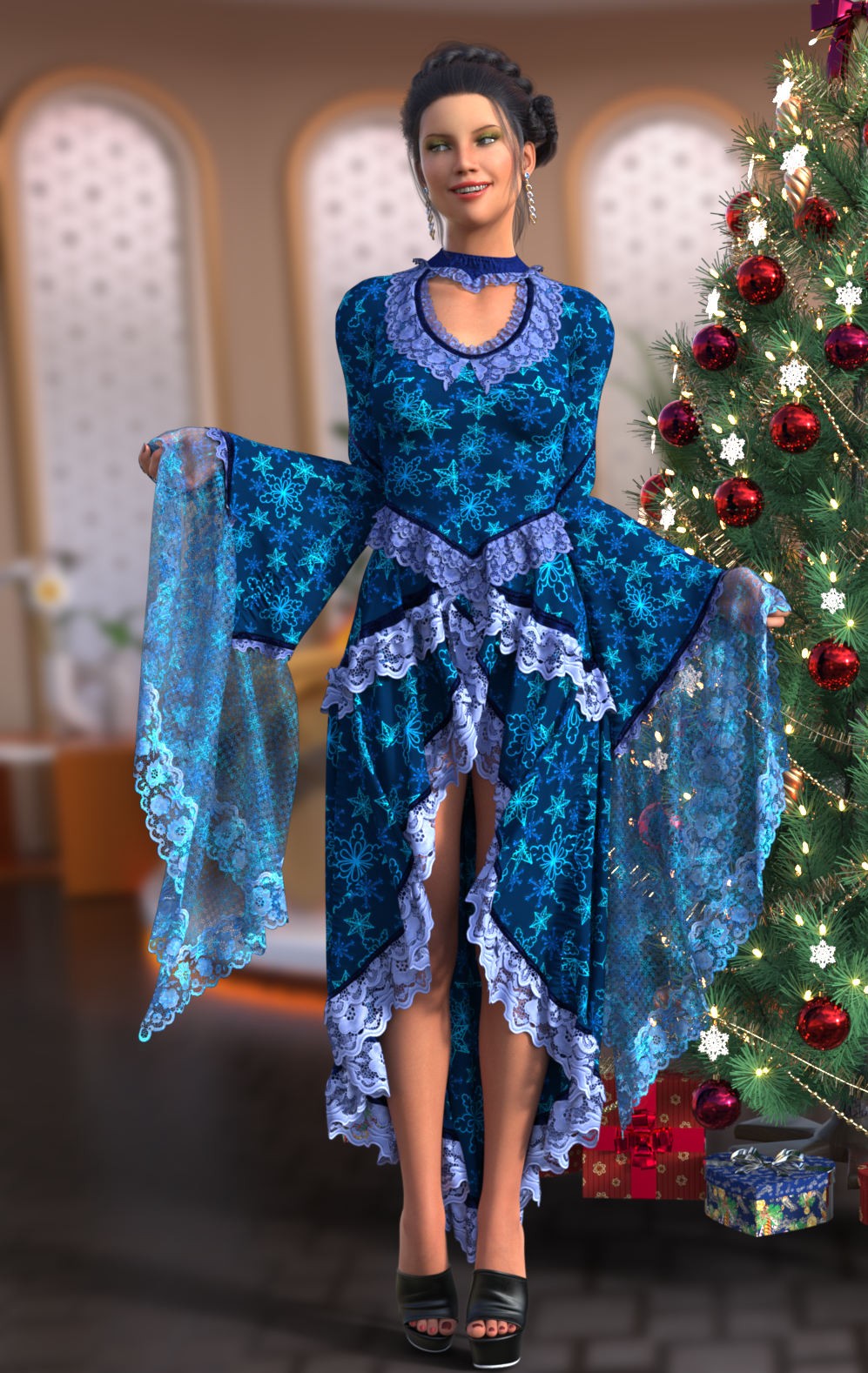 DA-MerryChristmas for dForce Starfall for Genesis 9 and 8 Female by -Wolfie- by N/A
