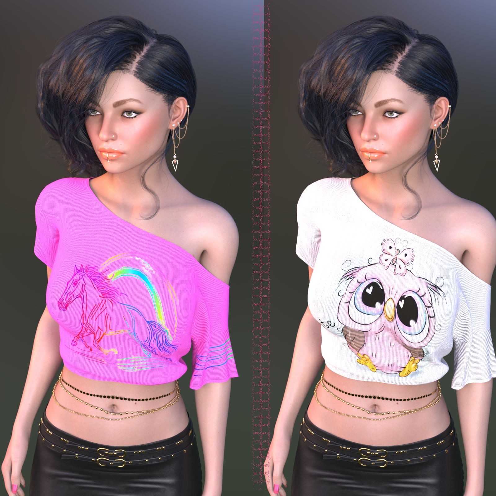 DA-SweetHeart for dforce - Assymetrical Crop Top - Genesis 8 and 9 by kaleya by N/A