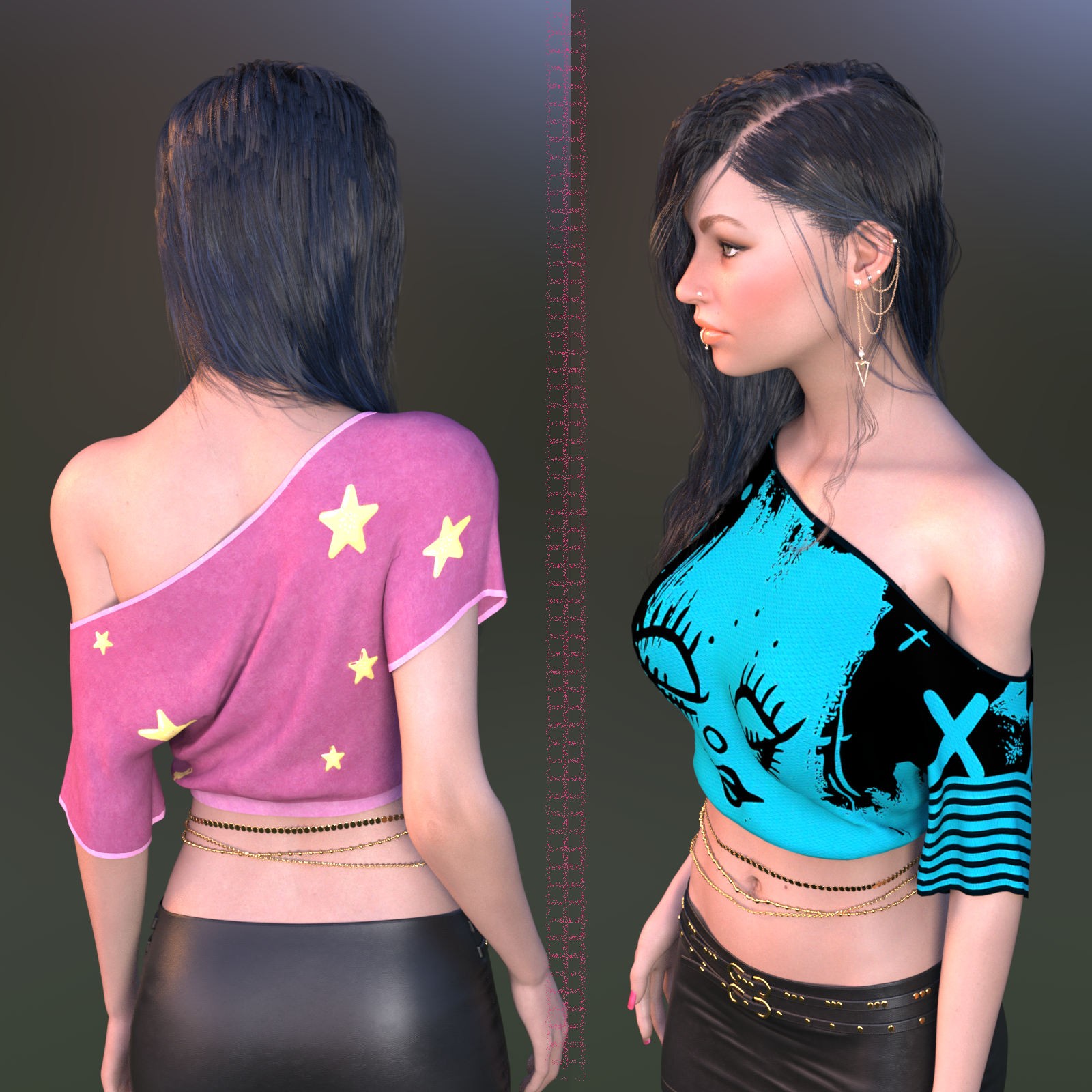 DA-SweetHeart for dforce - Assymetrical Crop Top - Genesis 8 and 9 by kaleya by N/A