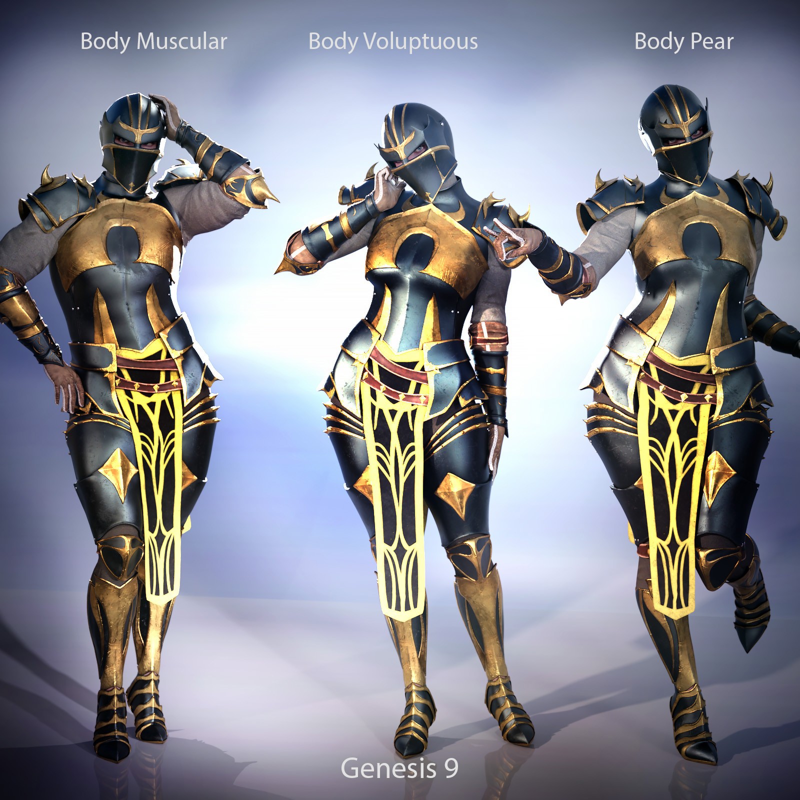 Aurum Sentinel Armor Set for Genesis 9 Female by N/A