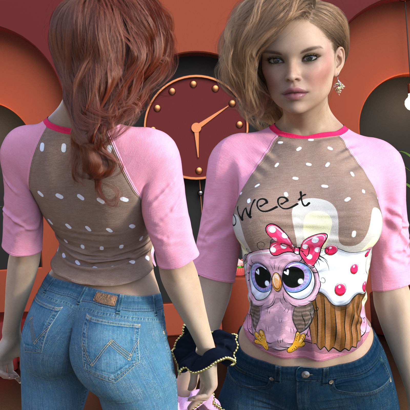 DA-SweetHeart for dForce 3 Quarter Sleeve Top by Sveva by N/A