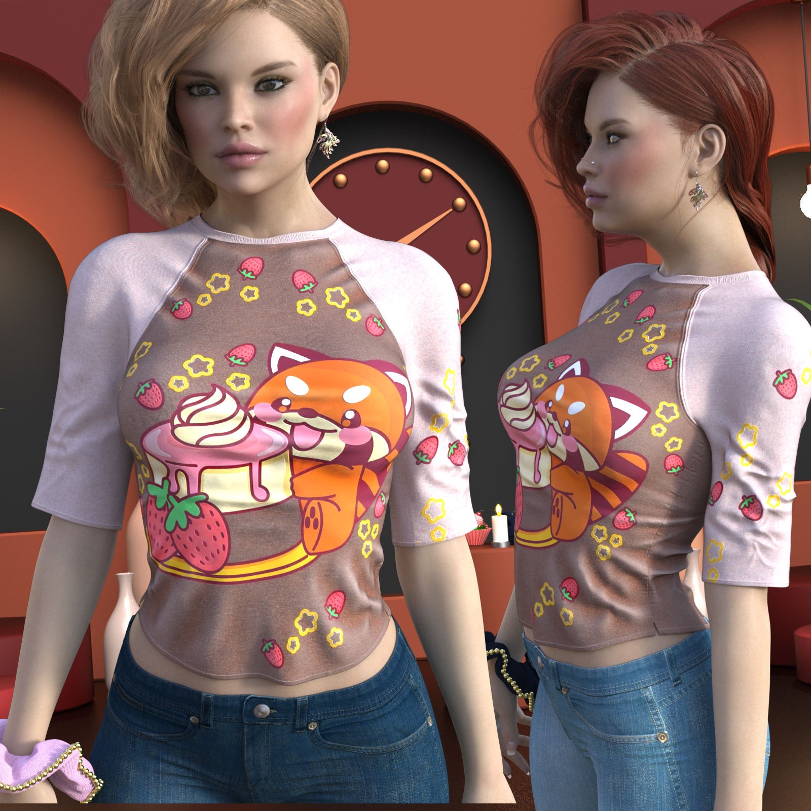 DA-SweetHeart for dForce 3 Quarter Sleeve Top by Sveva by N/A