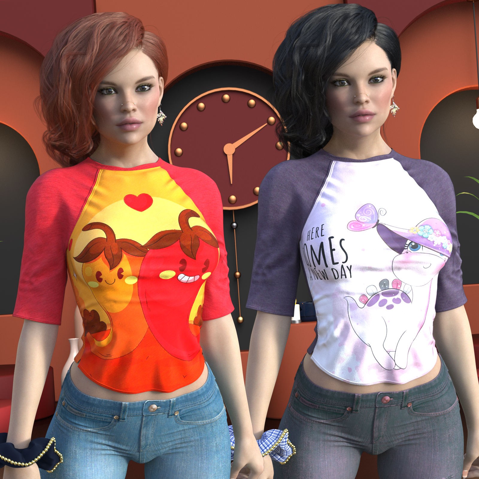 DA-SweetHeart for dForce 3 Quarter Sleeve Top by Sveva by N/A