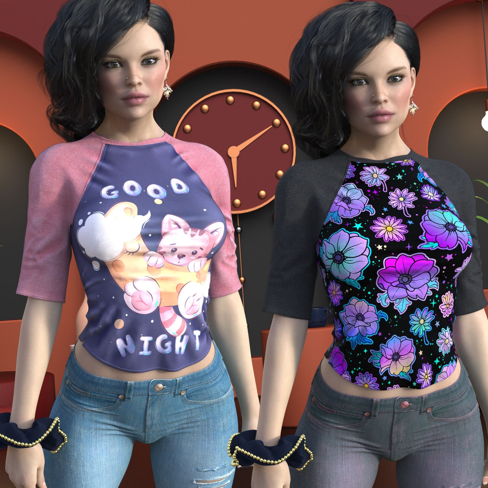 DA-SweetHeart for dForce 3 Quarter Sleeve Top by Sveva by N/A