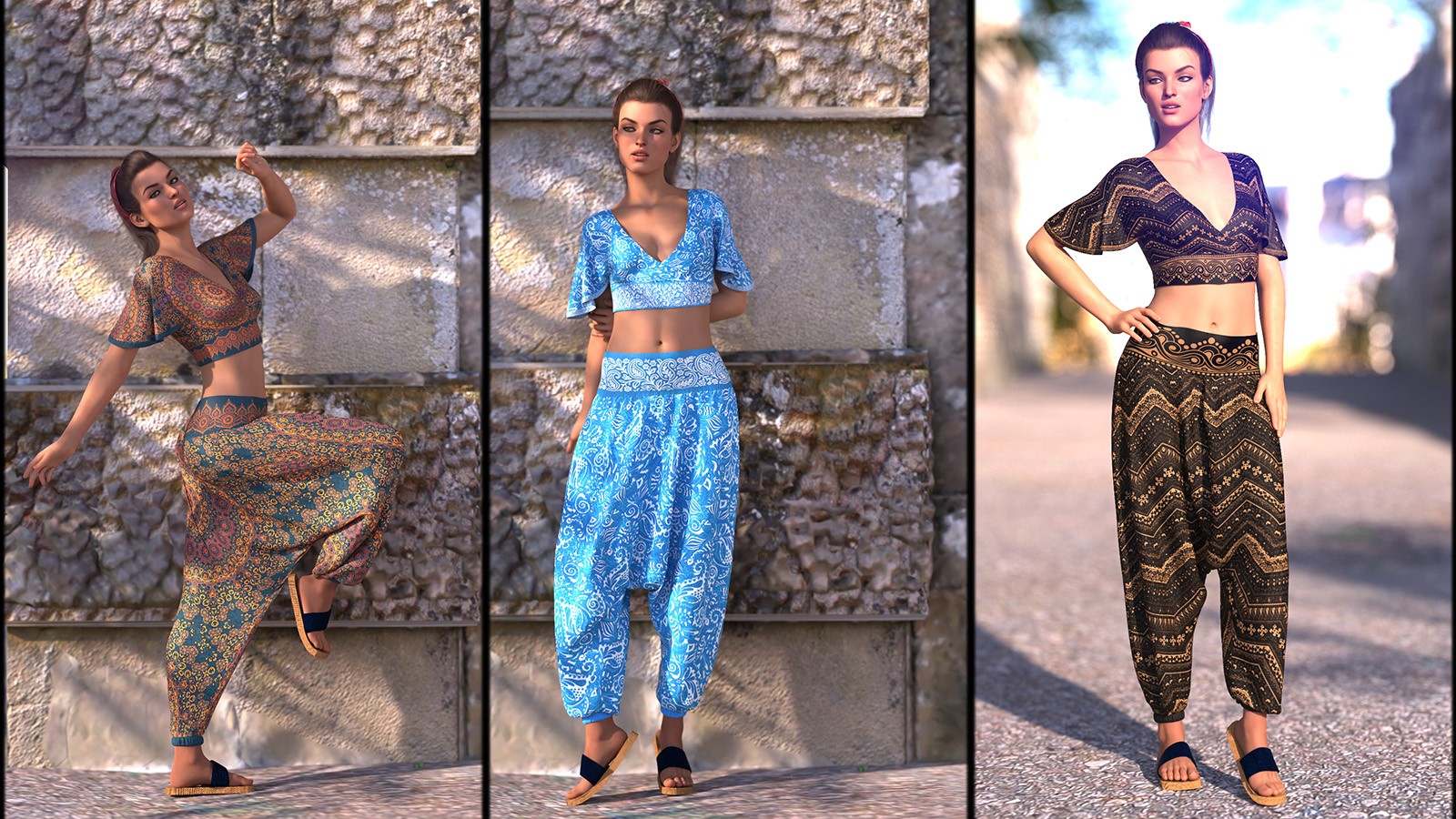 CSR dForce Harem Pants and Wrapped Crop Top G8f and G9 by N/A
