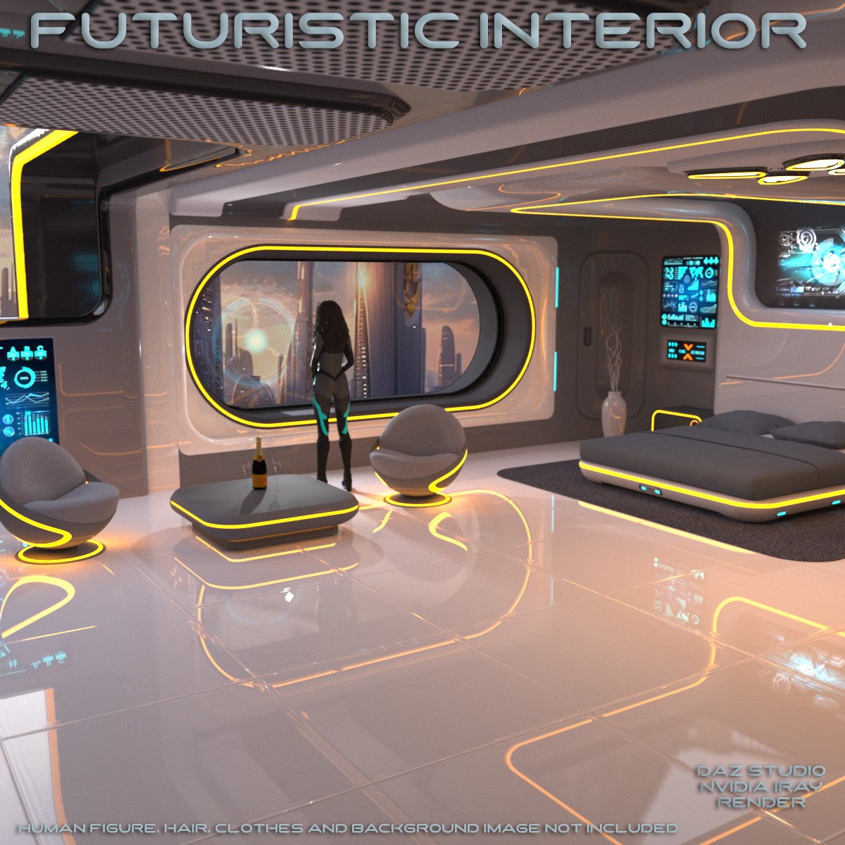 AJ Futuristic Interior For Daz Studio by N/A