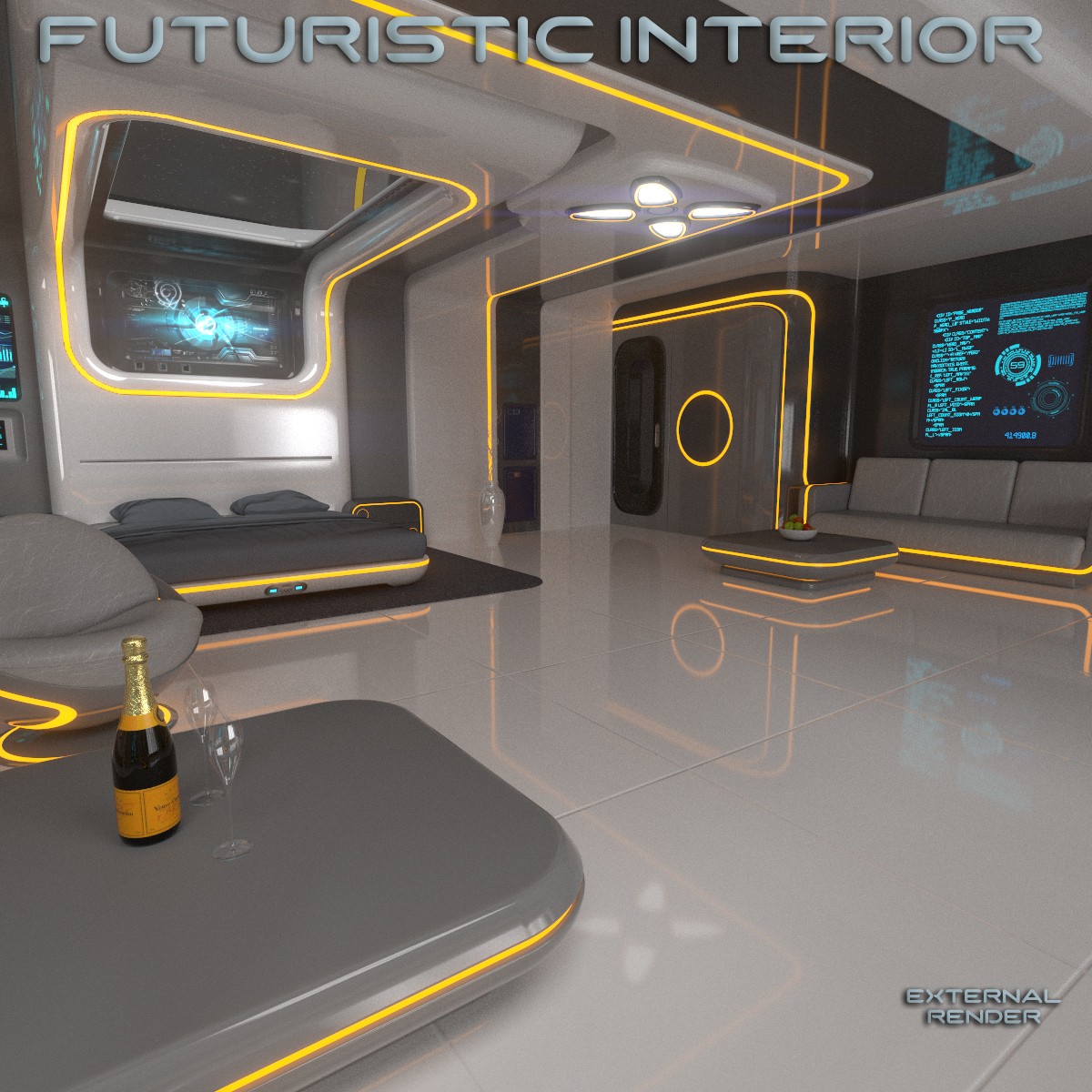 AJ Futuristic Interior For Daz Studio by N/A