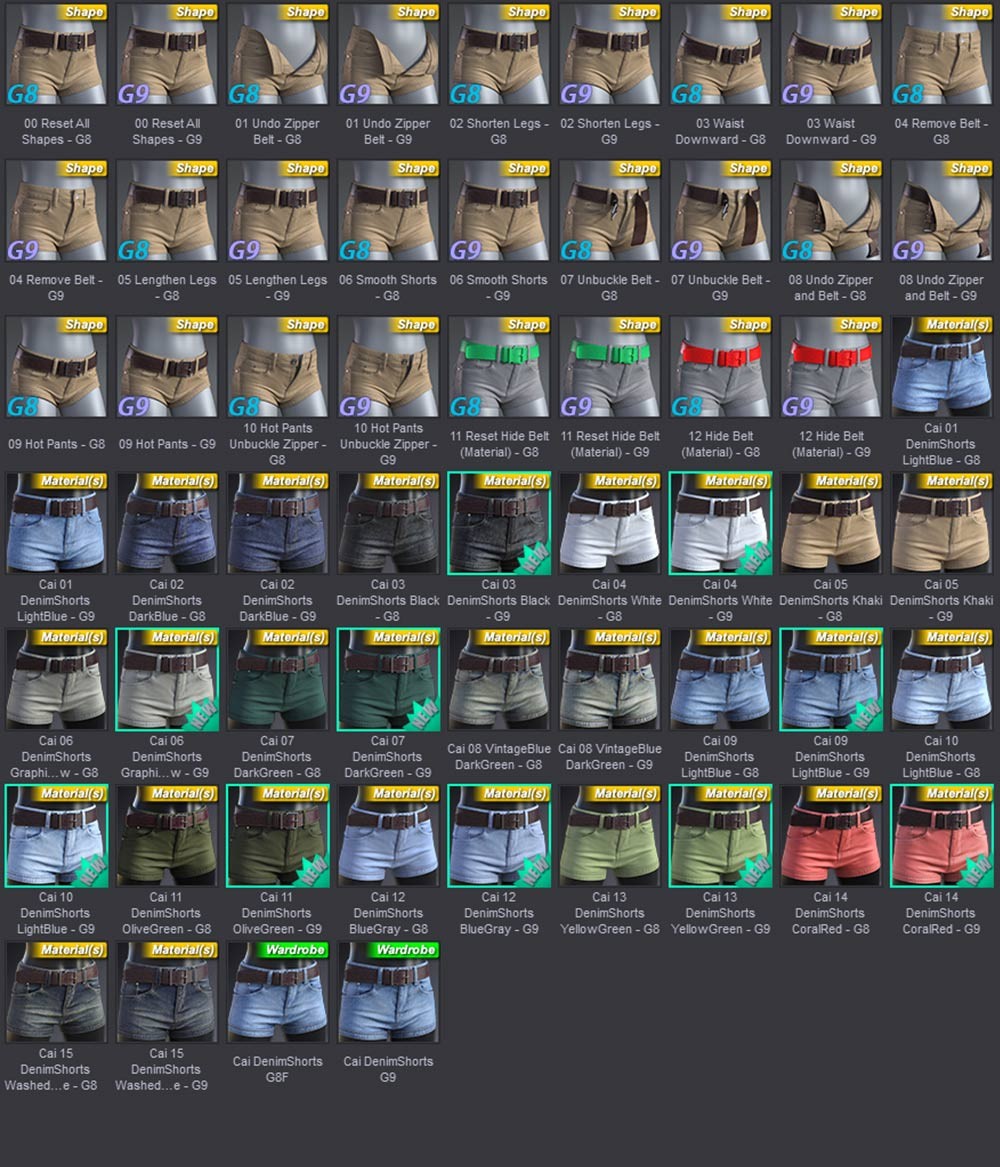 Cai DenimShorts for Genesis 9, 8.1, and 8 Female by N/A