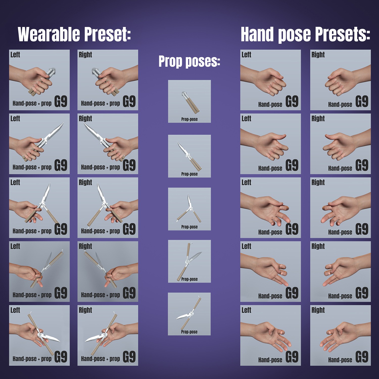 Butterfly Knife for G8/G9 + Hand Pose Presets by N/A