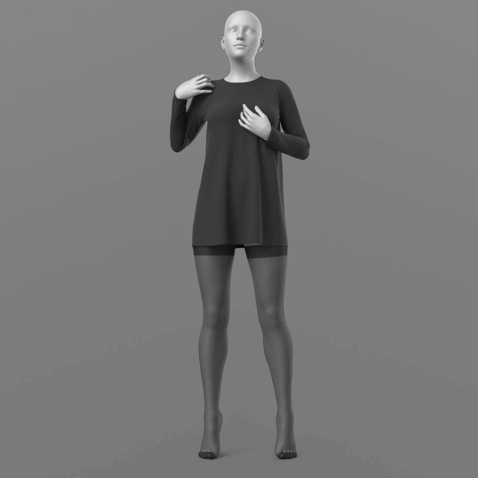 Short Dress 6v and Nylon Stockings G8 Female by N/A