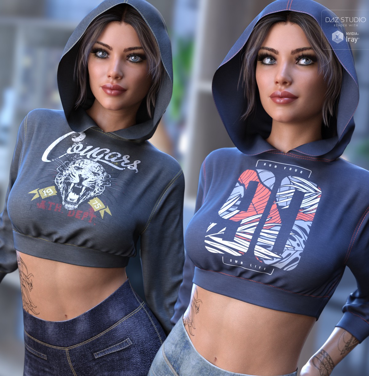 Trendy Textures for dForce Sporty Girl Hoodie by N/A