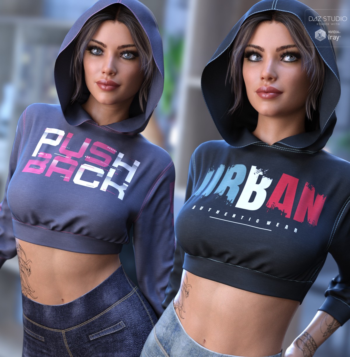 Trendy Textures for dForce Sporty Girl Hoodie by N/A