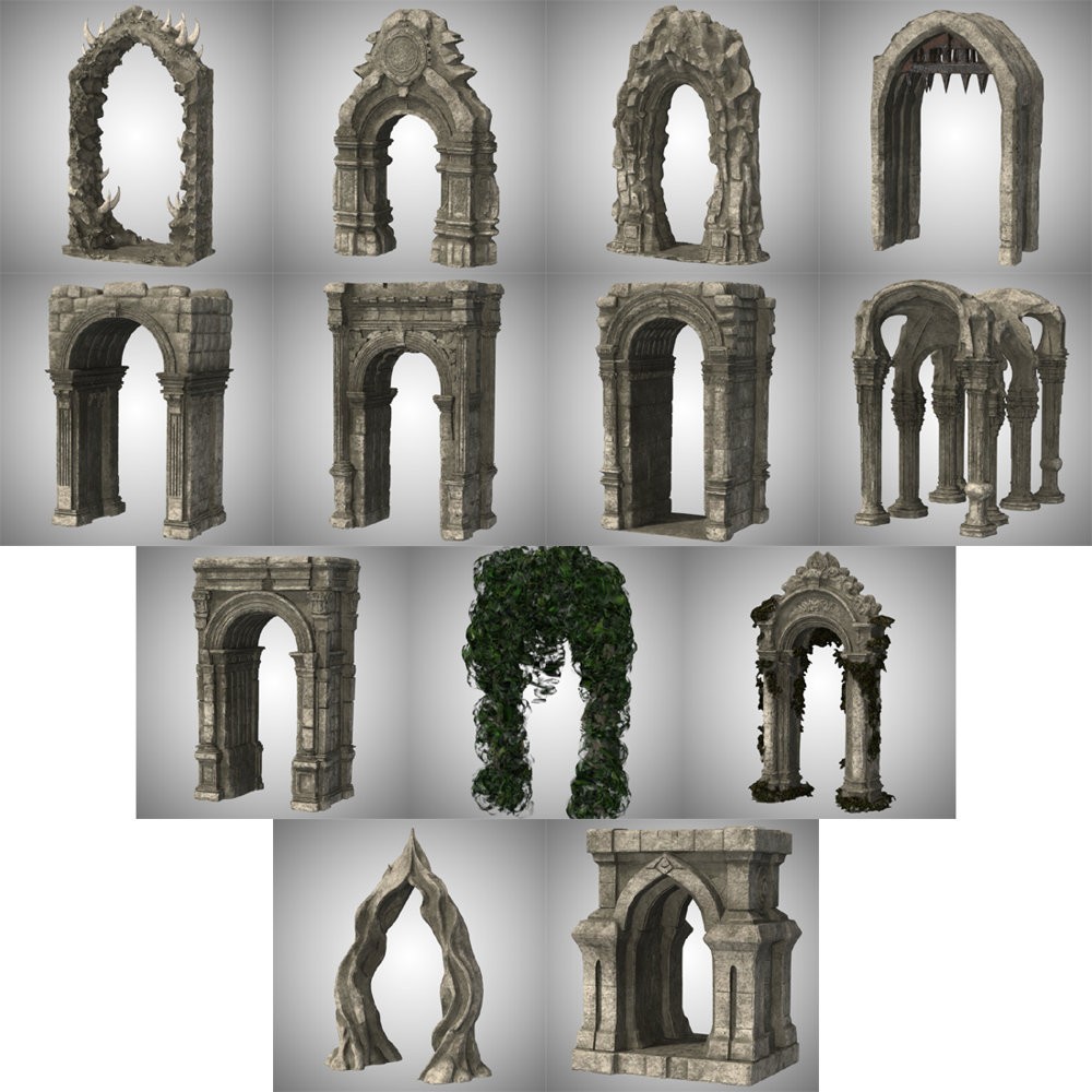 Dungeon Pack 1 Archways for Poser by N/A
