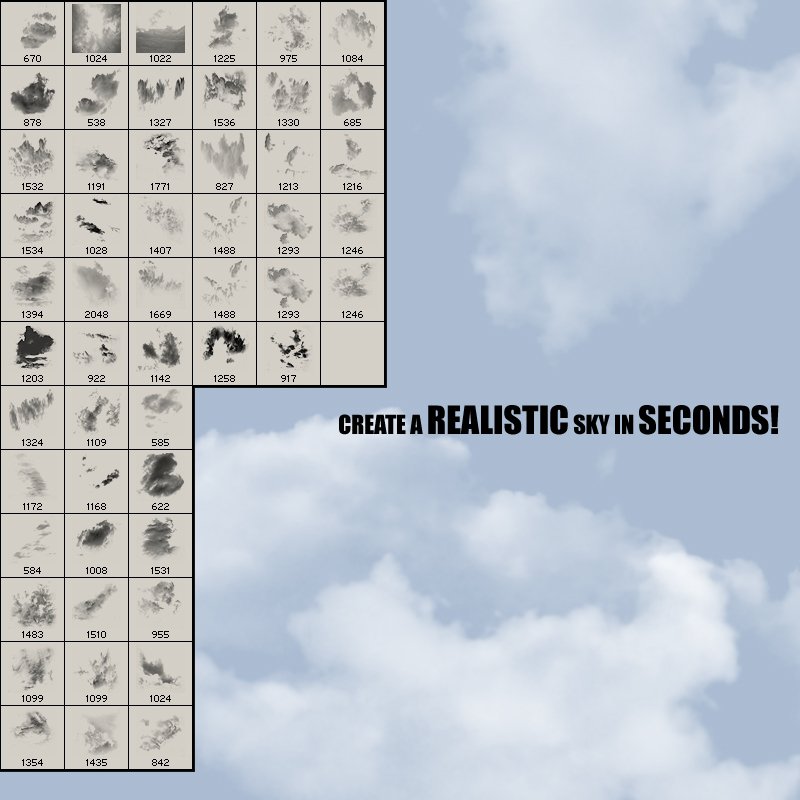 50 Photoshop Brushes of Clouds by N/A