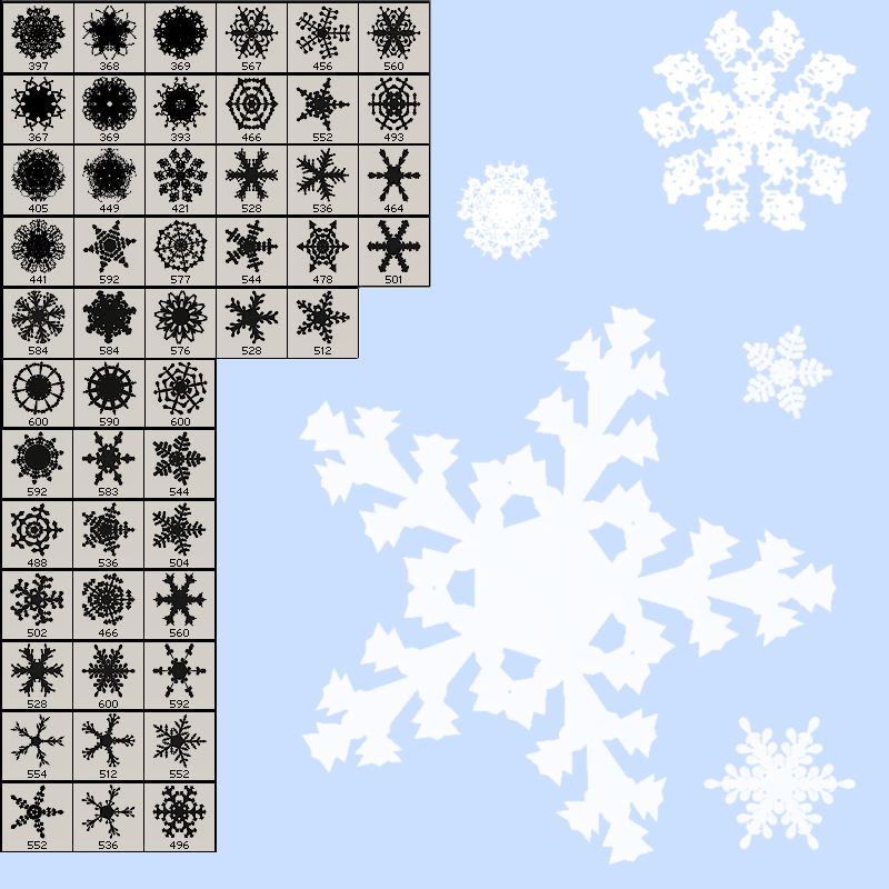 50 Photoshop Brushes of Snowflakes by N/A