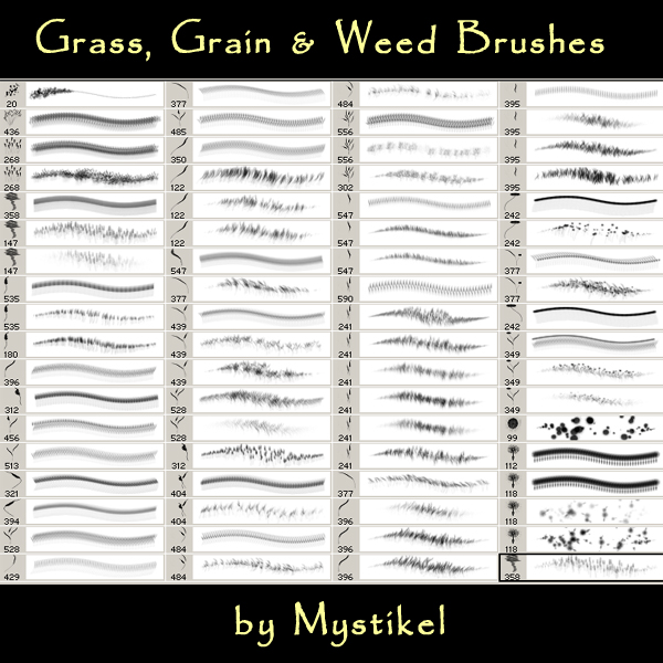 Grass, Grain,  Weeds and Tree, Branch Brushes by N/A