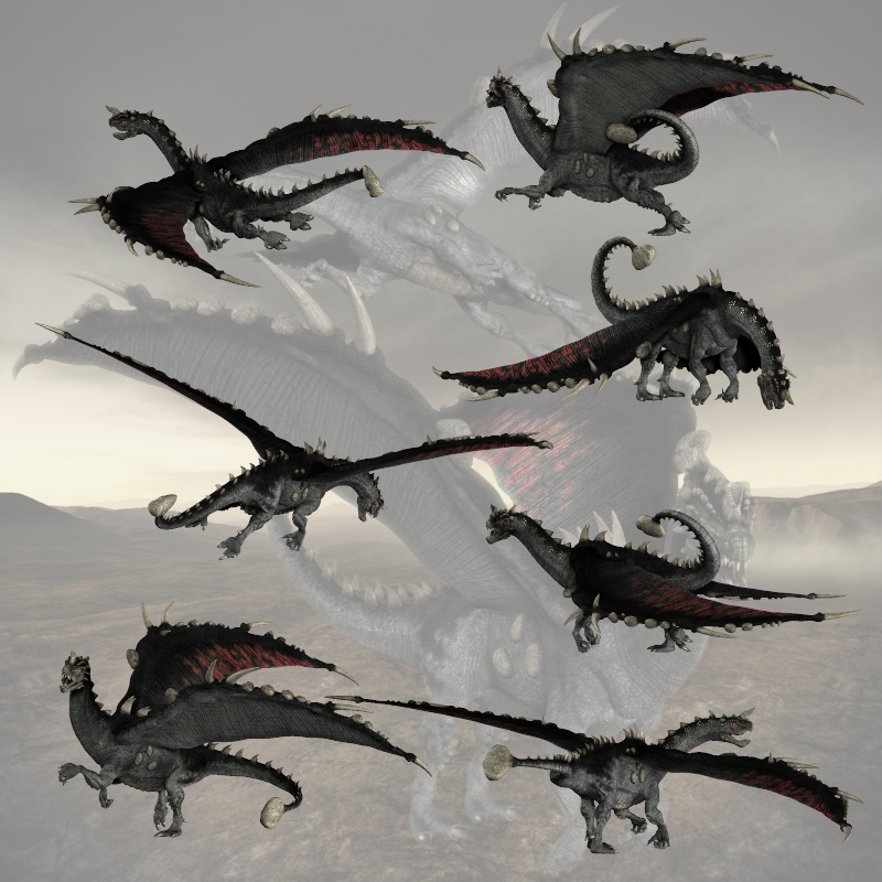 CG Hammer Tail Dragon Poses by N/A