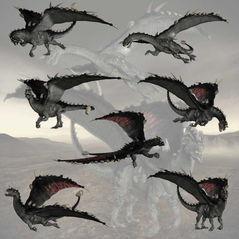 CG Hammer Tail Dragon Poses by N/A
