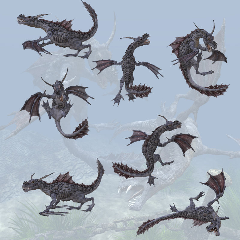 CG Water Dragon Poses by N/A