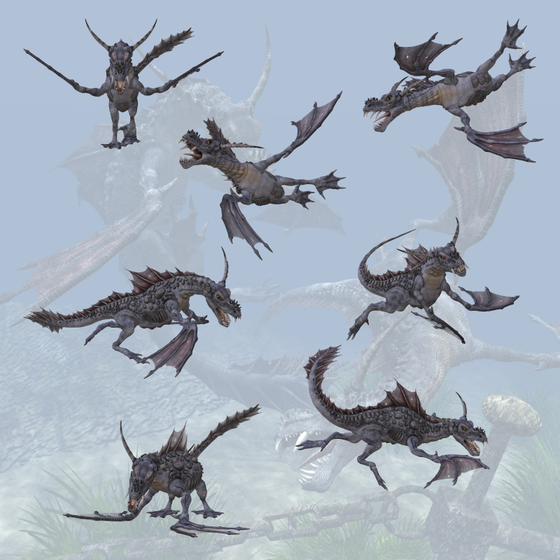 CG Water Dragon Poses by N/A
