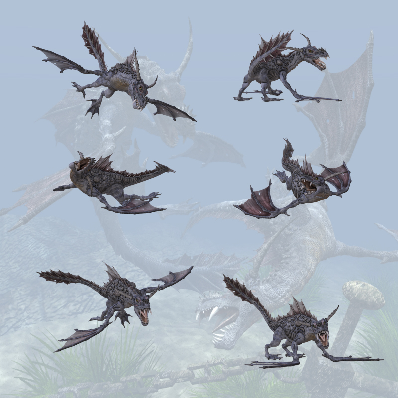 CG Water Dragon Poses by N/A