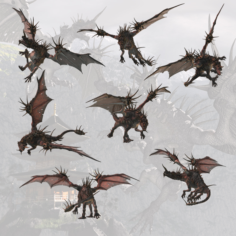 CG Spiky Dragon Poses by N/A