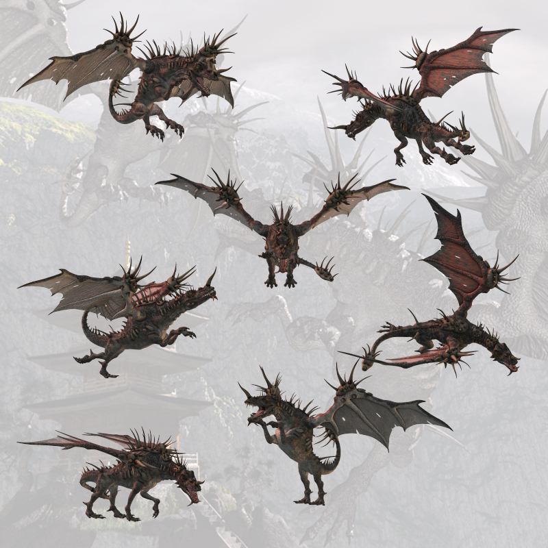 CG Spiky Dragon Poses by N/A