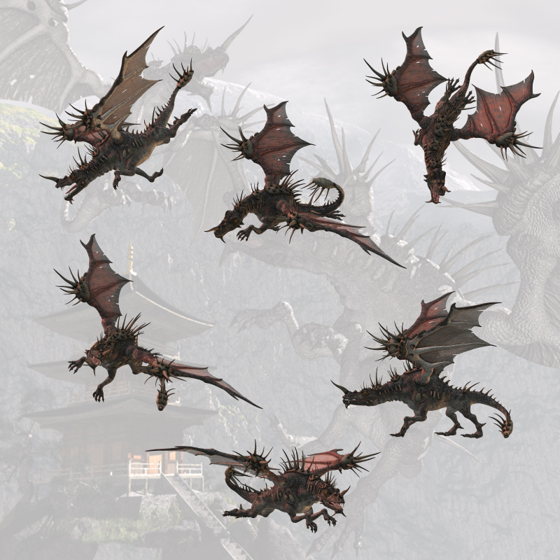 CG Spiky Dragon Poses by N/A