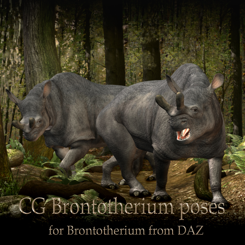 CG Brontotherium poses by N/A