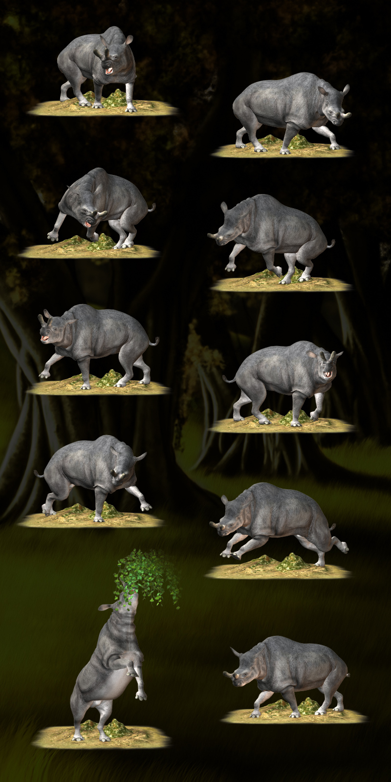 CG Brontotherium poses by N/A
