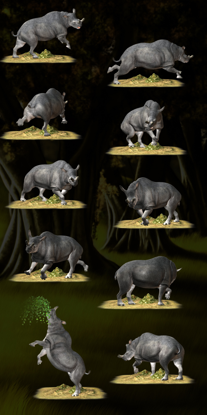 CG Brontotherium poses by N/A