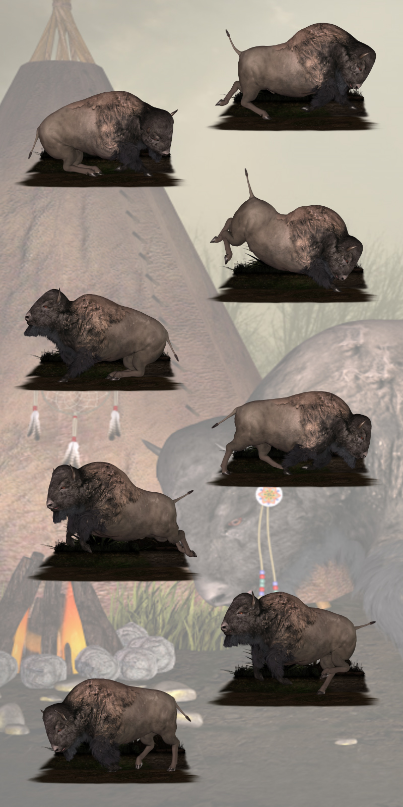 CG Bison Poses by N/A
