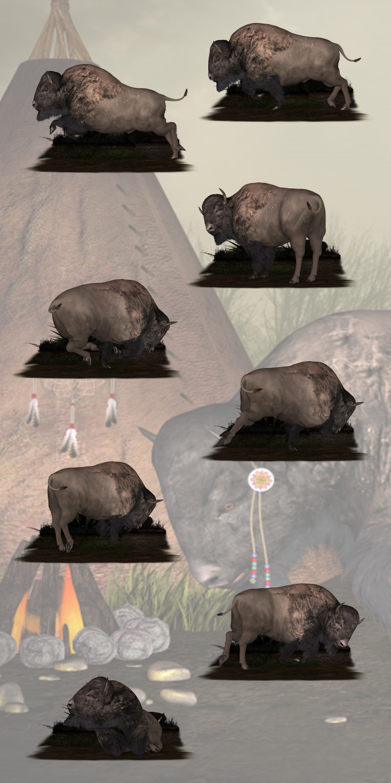 CG Bison Poses by N/A