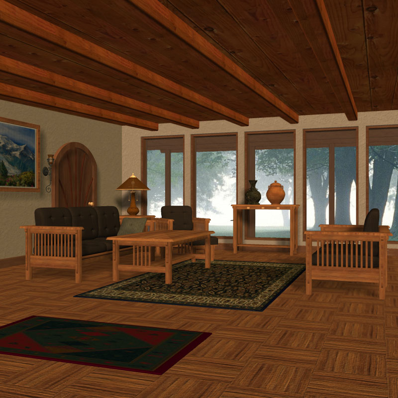 Mission-Style Family Room by N/A