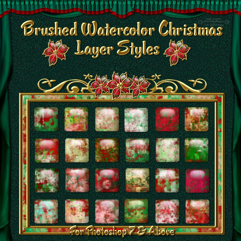 Abstract Brushed Watercolor Christmas Styles for Photoshop 7 & Above by N/A