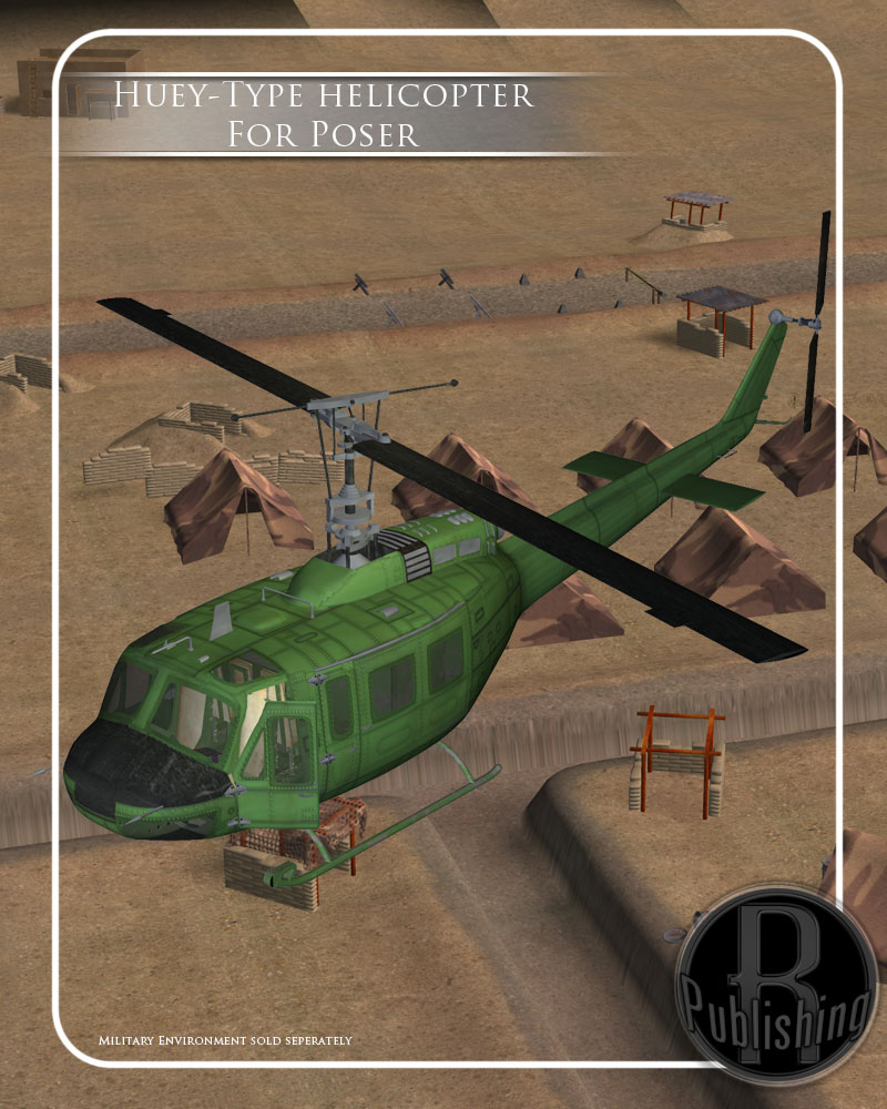 Huey Type Helicopter (Poser, Vue & OBJ) by N/A