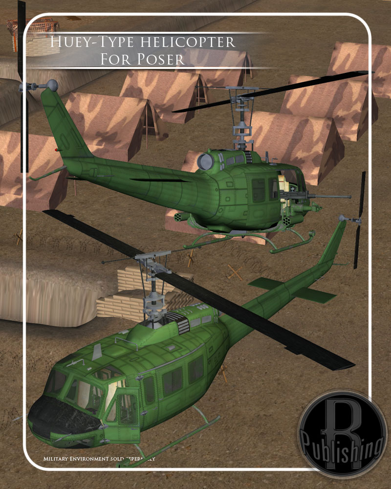 Huey Type Helicopter (Poser, Vue & OBJ) by N/A