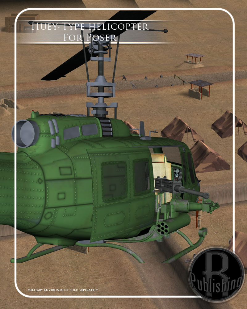 Huey Type Helicopter (Poser, Vue & OBJ) by N/A