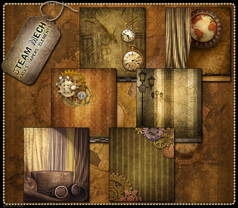 Steam-Mech: Backgrounds, Papers, Elements by N/A