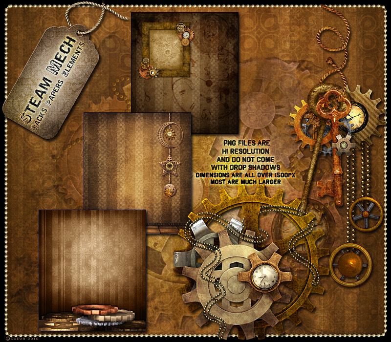 Steam-Mech: Backgrounds, Papers, Elements by N/A