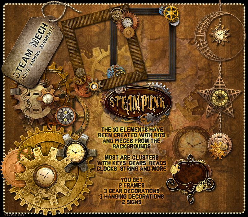 Steam-Mech: Backgrounds, Papers, Elements by N/A